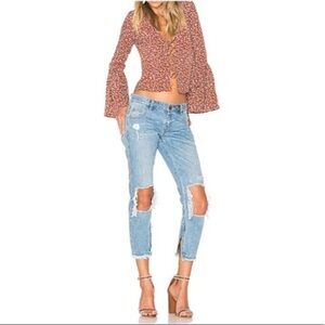 One Teaspoon Cropped Distressed Zip Jeans Size 25.